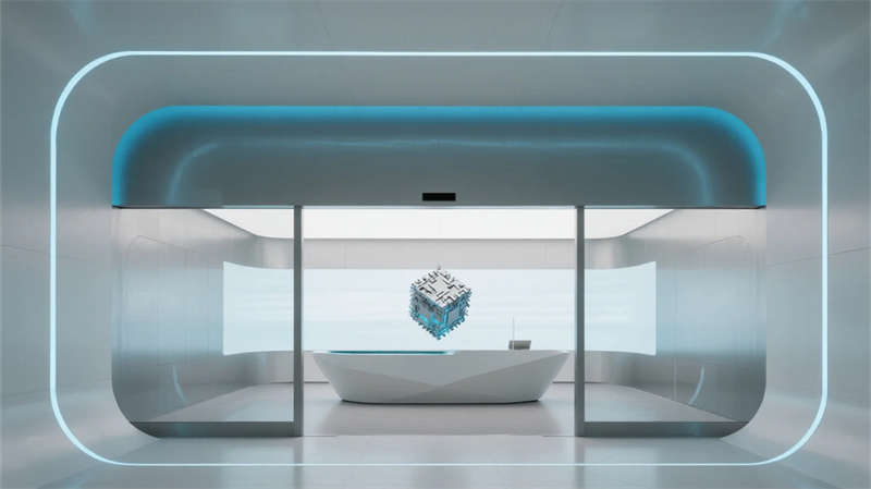 创新科技抽象表达，简约光影空间融合, 合肥半导体企业展厅装修设计